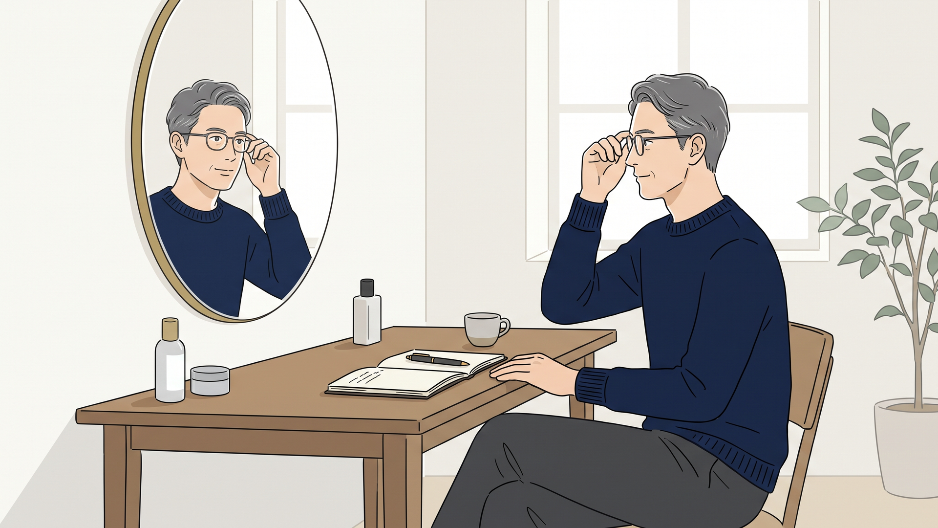 清潔感を意識した40代男性のシンプルな服装