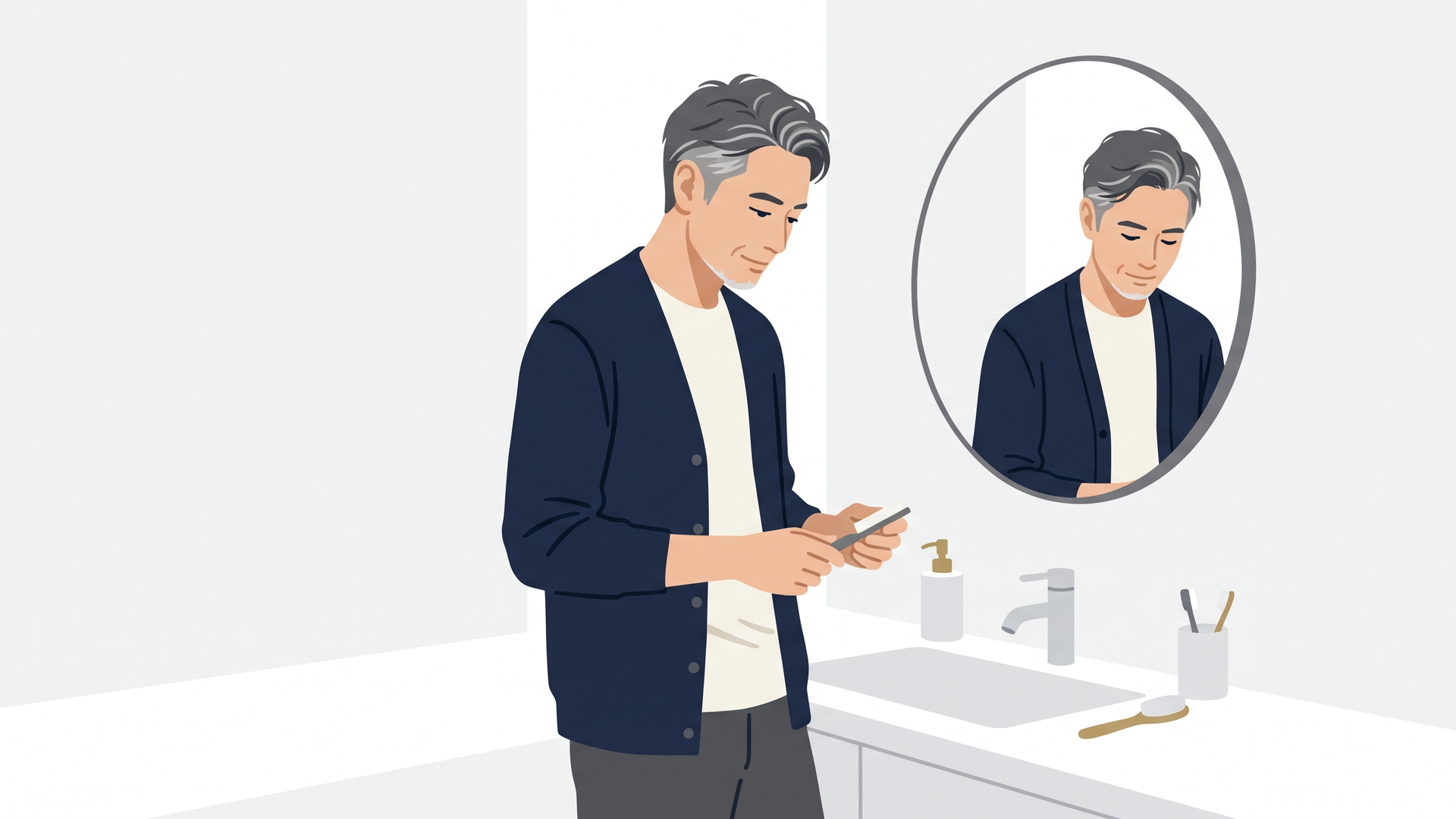 姿勢や食事中の所作を確認する男性のイメージ